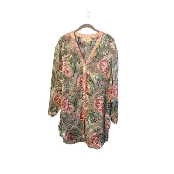 Victoria’s Secret vintage gold label floral night shirt/nightgown M/L adding top - Picture 2 of 9
